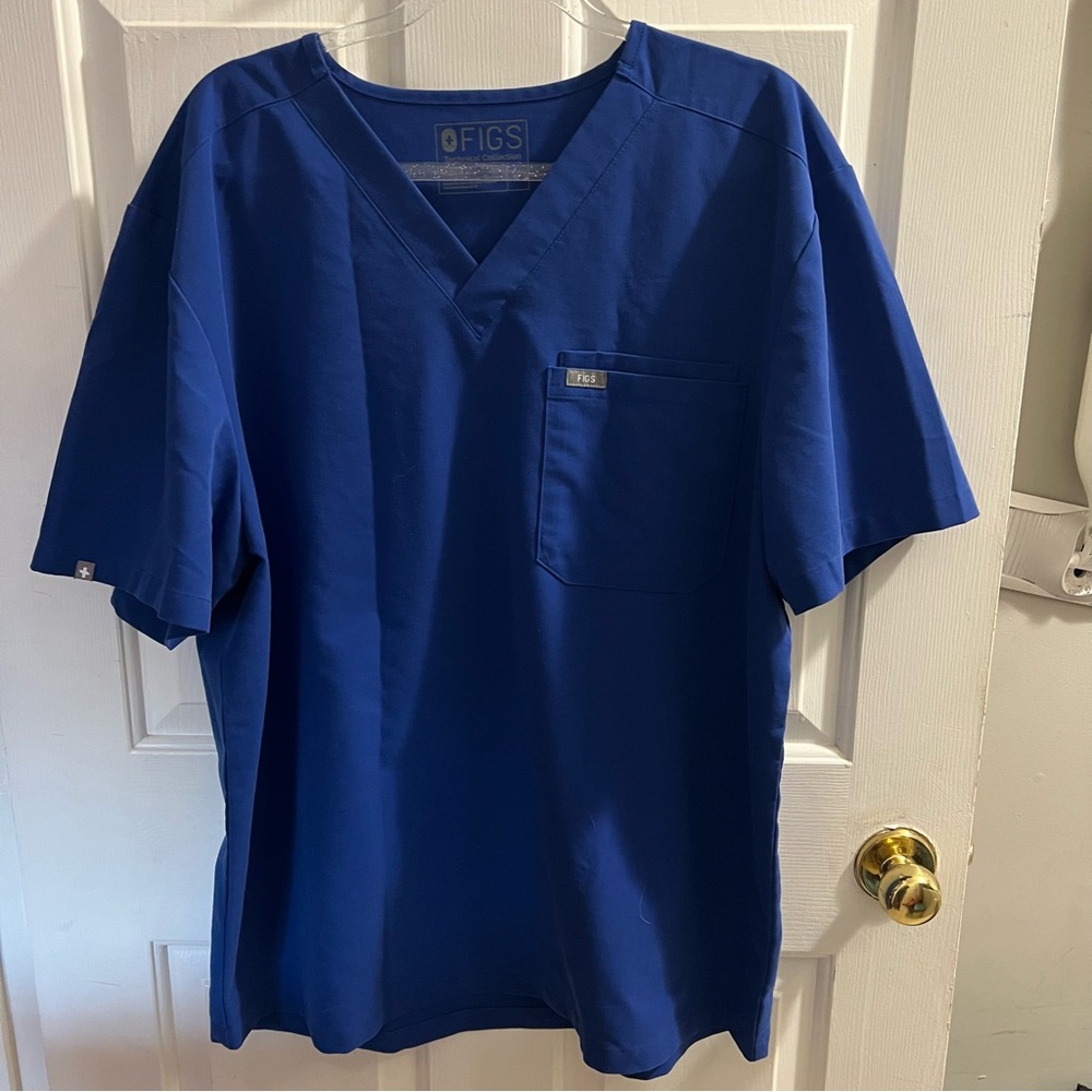 Figs Technical Collection Royal  Blue Scrub Top Size 2XL V Neck 2 pocket